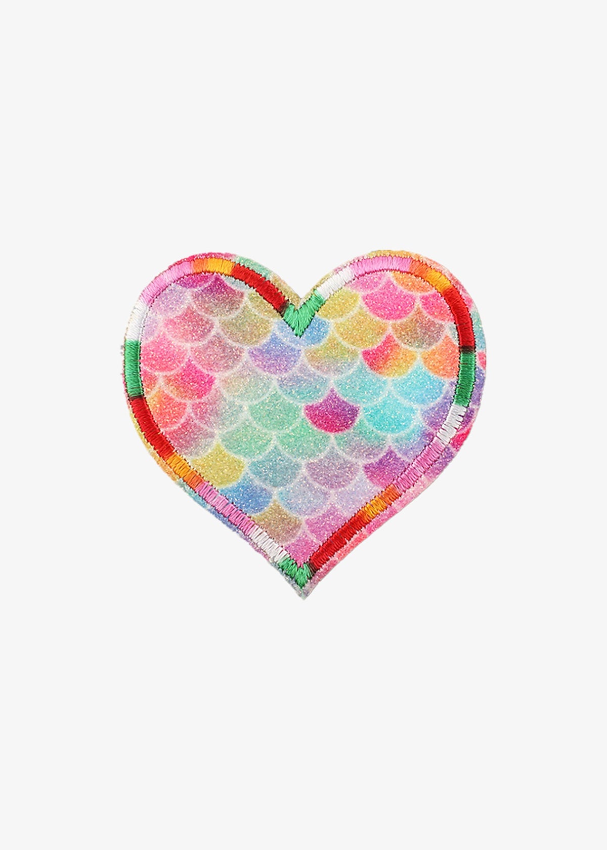 Mermaid Scale Heart patch, bright rainbow
