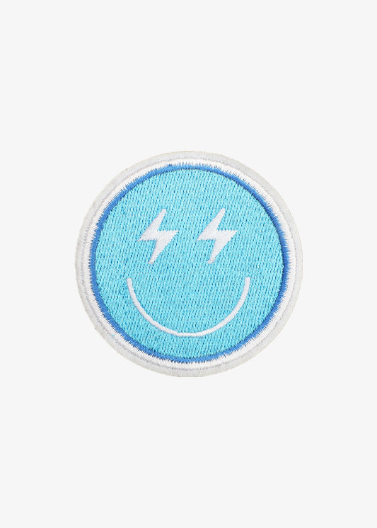 Blue Lightning Smiley patch