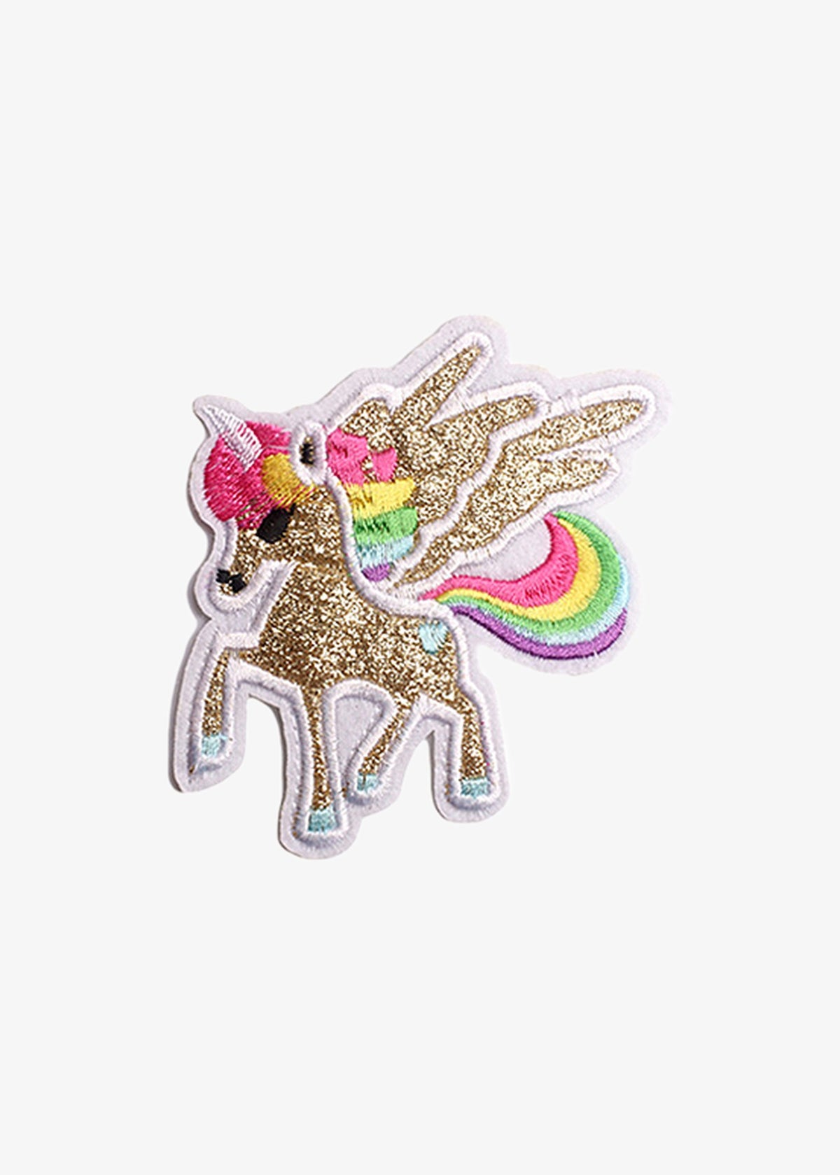 Glitter Winged Unicorn patch, gold
