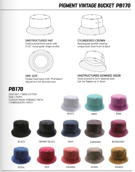 Cambridge Pigment Vintage Bucket Hat | PB170V